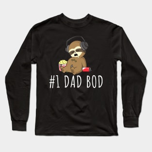 Number One Dad Bod Sloth Funny Father's Day Long Sleeve T-Shirt